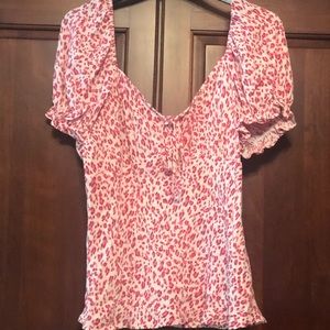 Top Shop pink animal printed blouse